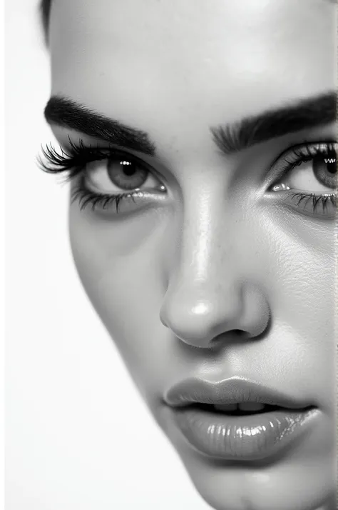 Black eyebrows and eyelashes white background 
