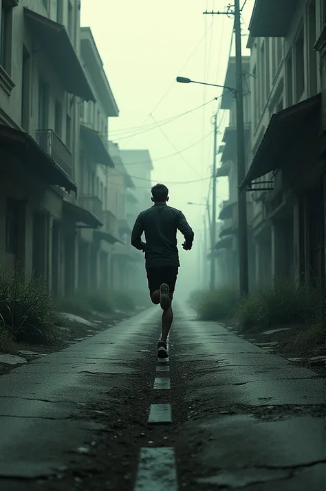 Create an image of a running on a deserted street