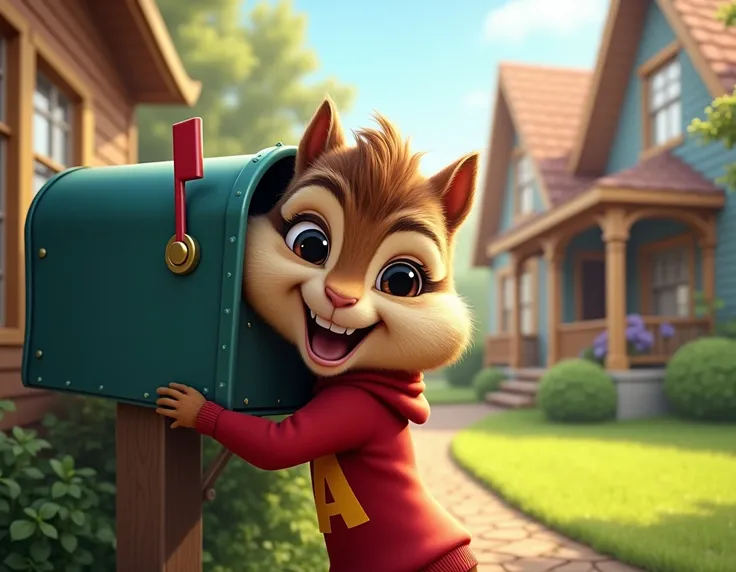  Alvin from the Chipmunks movie, 4K,  Cartoon ,outside the house, In the mailbox 