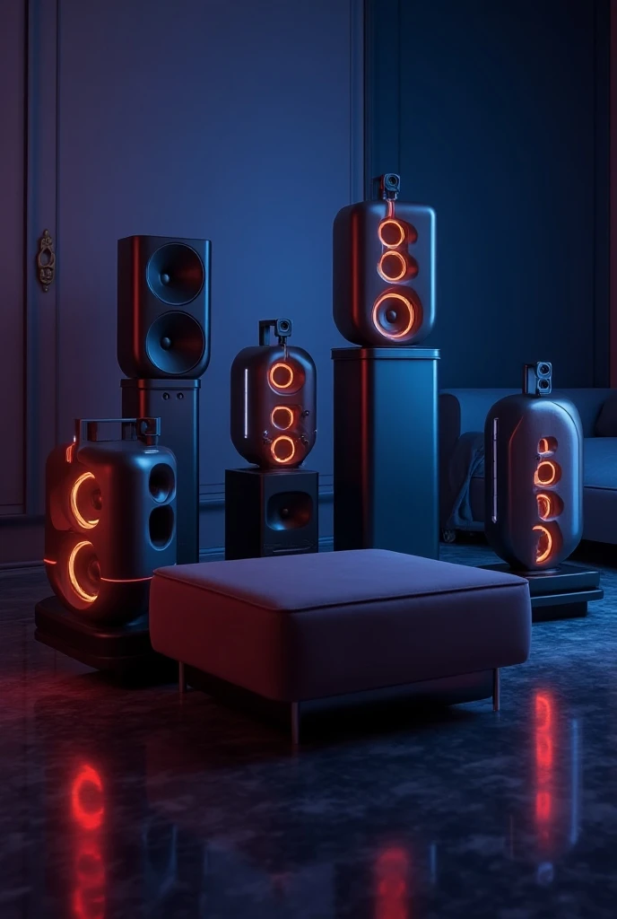 Several powerful Bluetooth LED speakers 