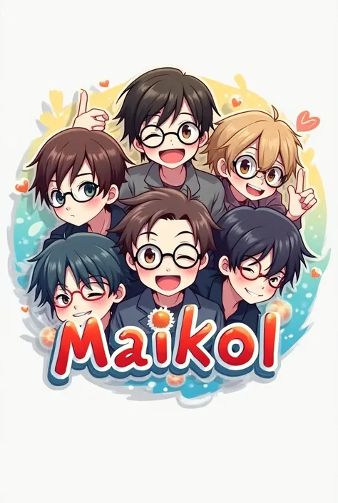 Kawai anime mens logo with lenses with the name Maikol 