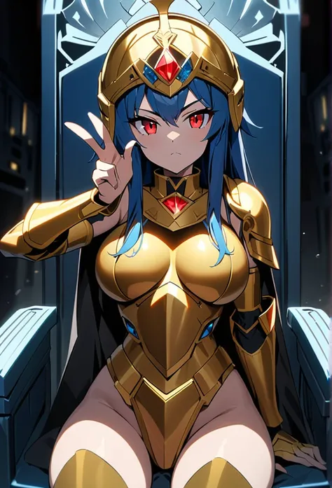 score_9, score_8_up, score_7_up, source_anime, best quality,cool great imperator girl, golden armor, red eyes in dark, large breasts, perfect body, looking,c,indoor, w,golden helment, kyah,epic,extremely cool,darkness,dimple design,sitting,cool pose,darkne...