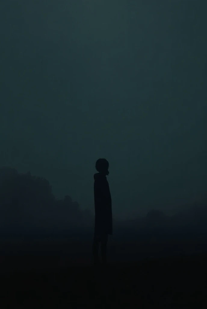  Dark background with a silhouette of a person looking at the horizon