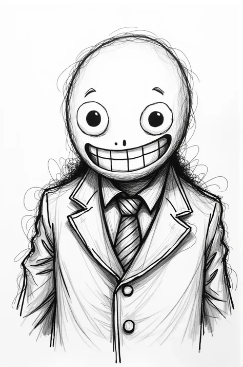 Sketched black and white manga drawing by Koro-Sensei