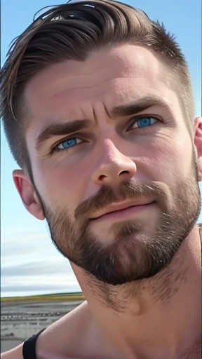  A masculine Icelandic man focuses on the face