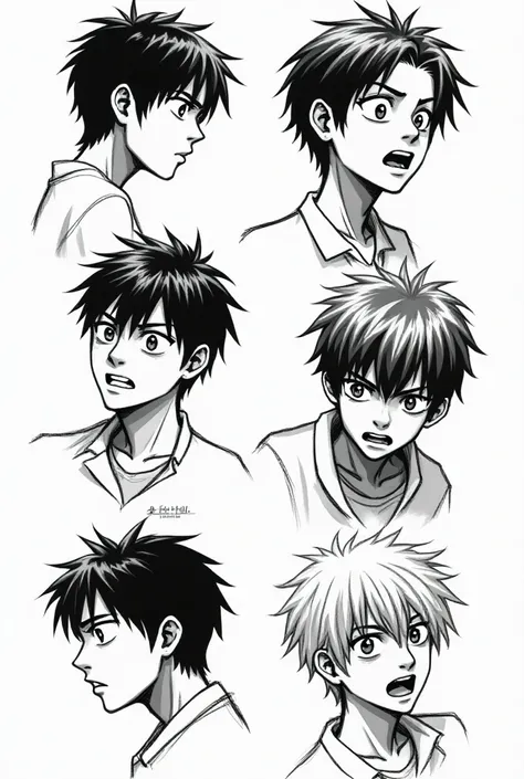 Black and white manga drawing sketched expressions by Master Koro