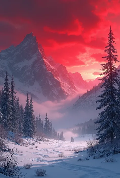 red sky Winter