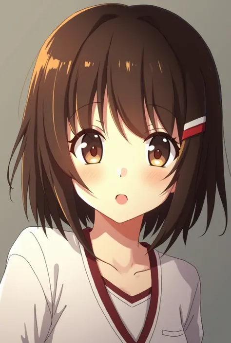 momo_ayase, short_hair, brown_hair, (brown_eyes:1.5), bangs, thick_eyebrows,