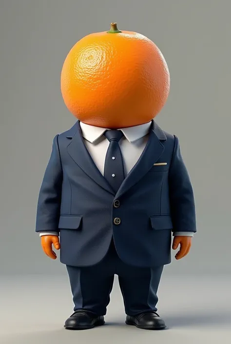 Orange in a business suit with a tie 3D, make it better, like a real orange 