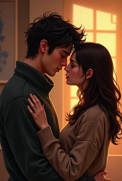  jen brown  ( dark brown hair and , white, tender ) Jack Ross  ( messy hair not so much , cabello oscuro,  with a sweater and gorgeous , It&#39;s white) Couple characters from the book before December 