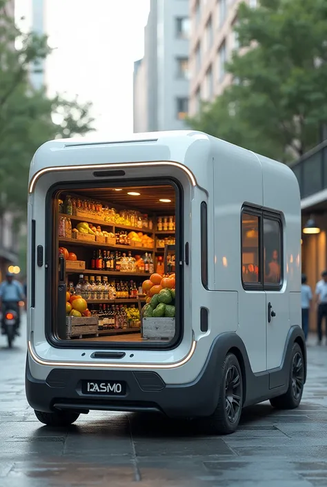 A Toro van,  for mini market and merchandise shipping . But let there be a chest ,  that fits a warehouse inside, like fruits, sugar and beverages .  And that doesnt have a van design . Let it be a modern and technological design with Robotic claws to deli...