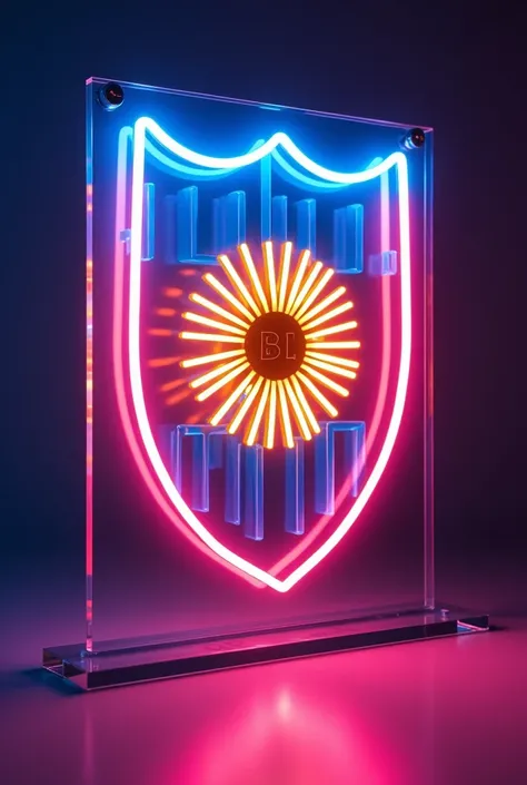  Neon flex poster on acrylic glass base , unplotted ,  and without vinyl . 
Where first-generation neon flex LED strips form the shield of the Argentine soccer team 