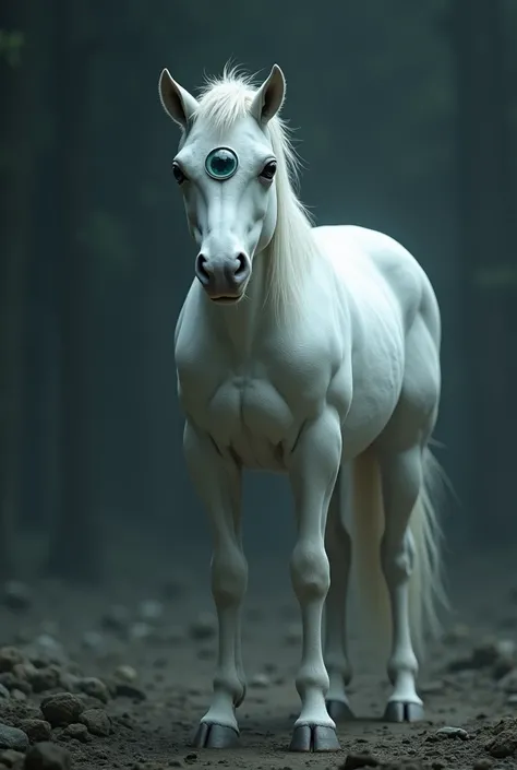 A white-sided horse with 3 eyes
 How scary in 3D
