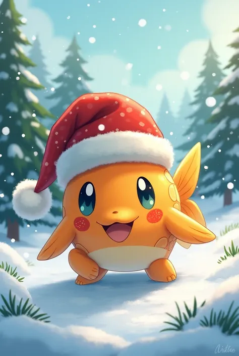 Make the Pokémon magikarp with a Christmas hat