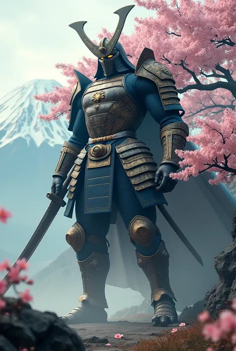 "Create a towering Japanese Titan inspired by the strength of samurai and the elegance of cherry blossoms. This Titan has armor resembling a samurai warrior, with accents of cherry blossoms blooming from its armor. Its sword is enormous, reminiscent of a k...