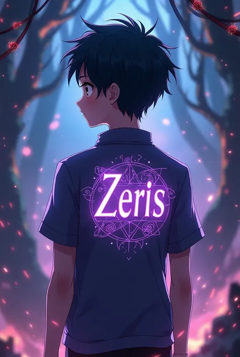 Anime hp name writing on the back of Zeris