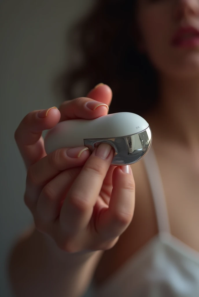 A sex toy vibrator in one hand