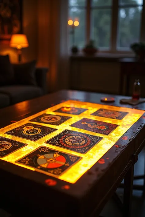 photo of a very bright table with tarot on it