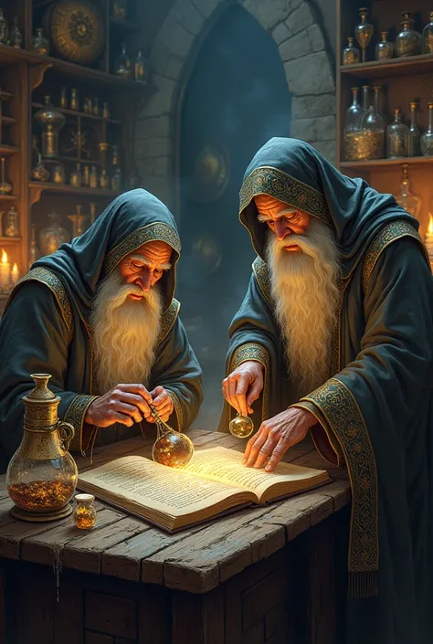 illustrations of medieval alchemists