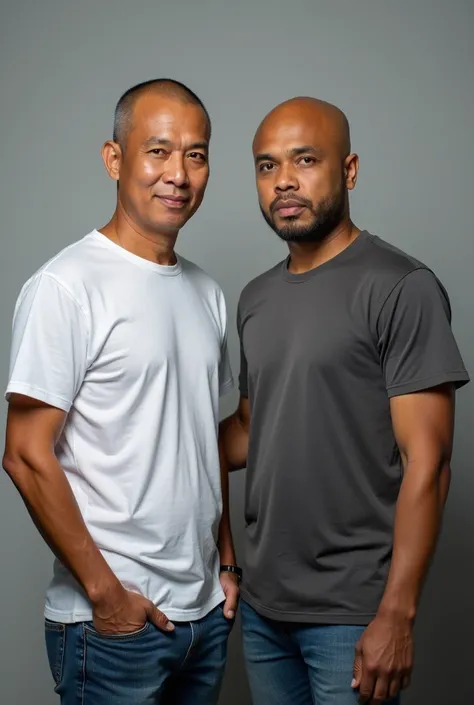 Photo of president Prabowo Subianto and an Indonesian man, bald-headed wearing a t-shirt and jeans