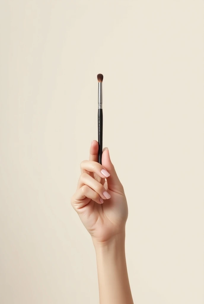 Create a minimalist image with one hand holding a face brush