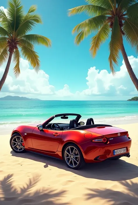 Mazda miata on a beach