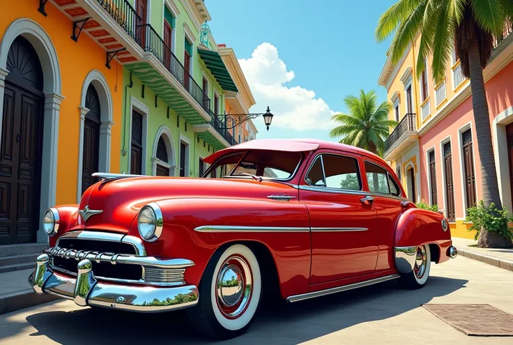 A beautiful old car on a street in Rio de Janeiro 