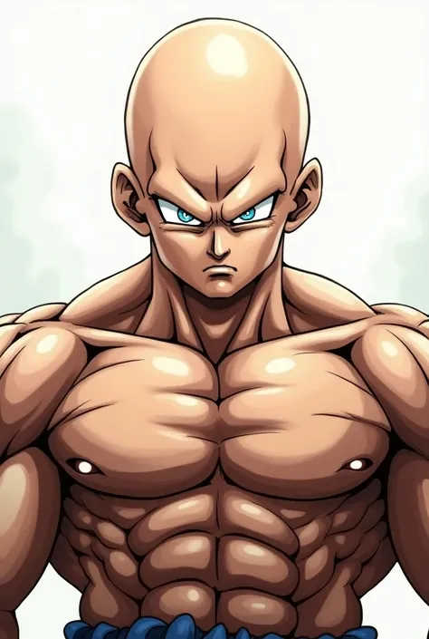 Bald head dragon ball character with face facing forward 