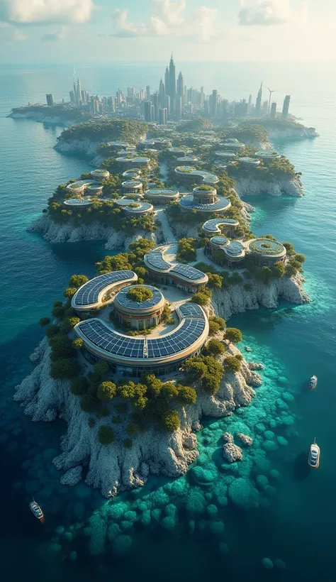 **"Solar-Powered Floating Coral Cities"**
"In an alternate future where humanity has adapted to rising sea levels, entire cities float on the surface of the ocean, designed to look like gigantic coral reefs. These cities are powered by solar panels integra...