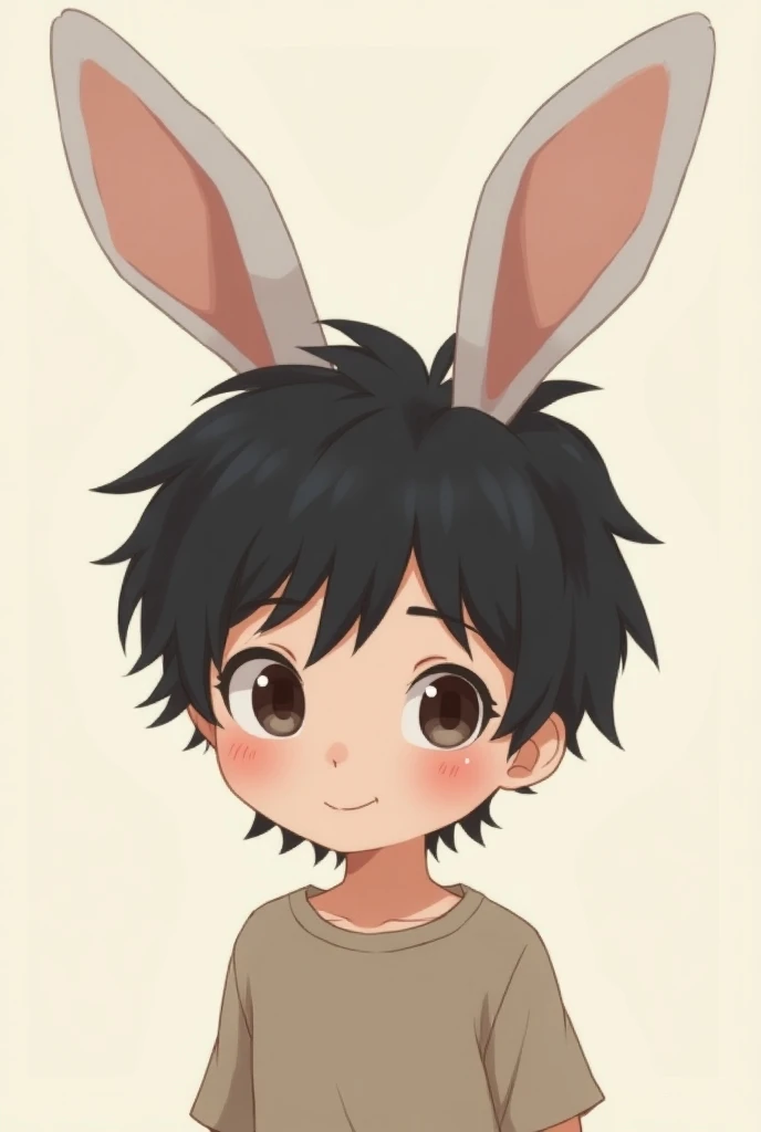  Make a boy with medium size black hair,  and with bunny ears 