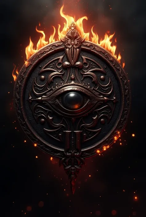 a detailed fantasy video game style guild crest, an eye with intricate ornate design, dramatic lighting, dark gothic aesthetic, highly detailed, complex symmetrical pattern, ethereal, dramatic shadows, warm color palette, cinematic composition, Guild Crest...