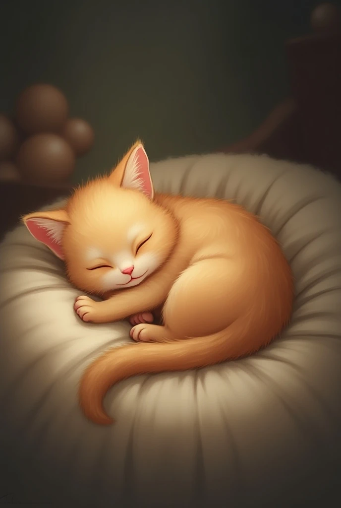 a cute little cat dreaming 