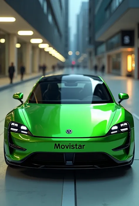 a green car with the Movistar logo and Movistar name