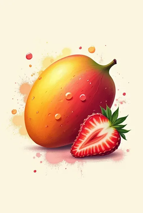 Creative mango and strawberry flavor scraped logo 
