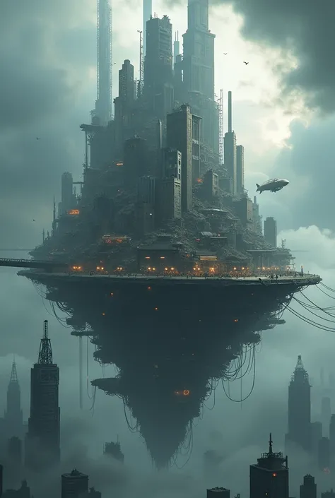 

"A futuristic, dystopian floating city high in the clouds, designed as a battleground map for a battle royale game. The city has a mix of crumbling bridges, abandoned skyscrapers, and broken platforms, creating a layered, vertical landscape. Suspended wa...