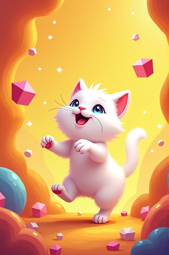 White cat and orange animation 