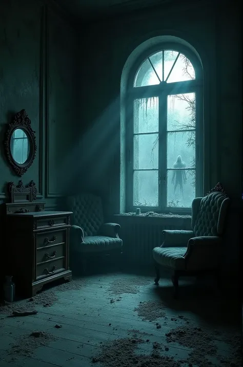 Make a haunted and abandoned room at night