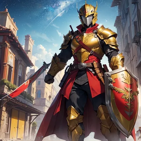 Masterpiece, HD, High Resolution, Best Quality, High Quality, High Details, Super Detailed. High fantasy genre, fantasy artwork. Solo character alone.
{{(A 40-years-old male-human-soldier:(appearance: fair-skin. full body covered and claded in armor and le...