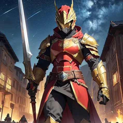 Masterpiece, HD, High Resolution, Best Quality, High Quality, High Details, Super Detailed. High fantasy genre, fantasy artwork. Solo character alone.
{{(A 40-years-old male-human-soldier:(appearance: fair-skin. full body covered and claded in armor and le...