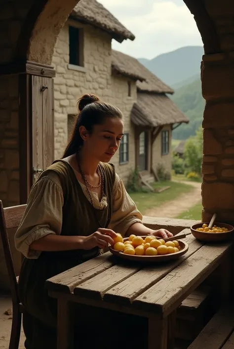 Person eating potatoes in Europe in the 16th century