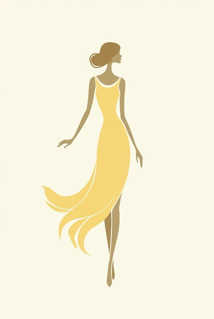 Designing a store logo with womens clothing elements requires a simple and elegant yellow and white color scheme