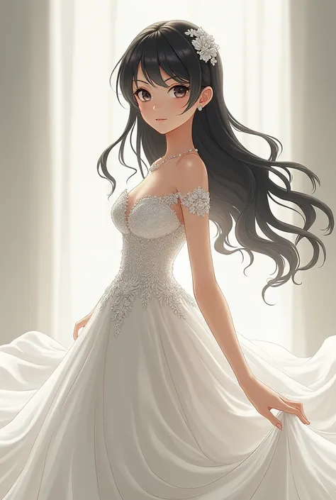 kikuri hiroi from bochi the rock, wear a wedding dress, with realistic graphics