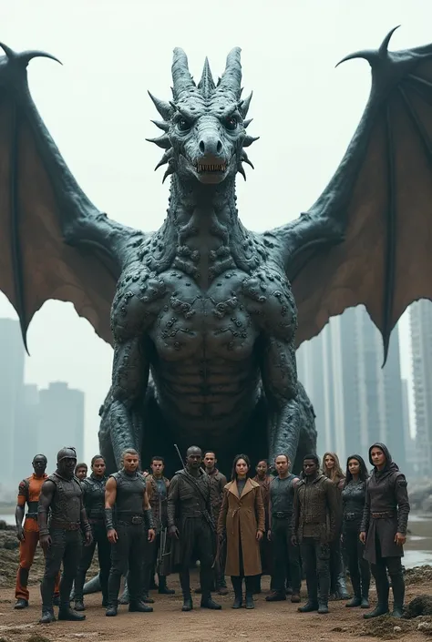 An iron dragon for a group photo