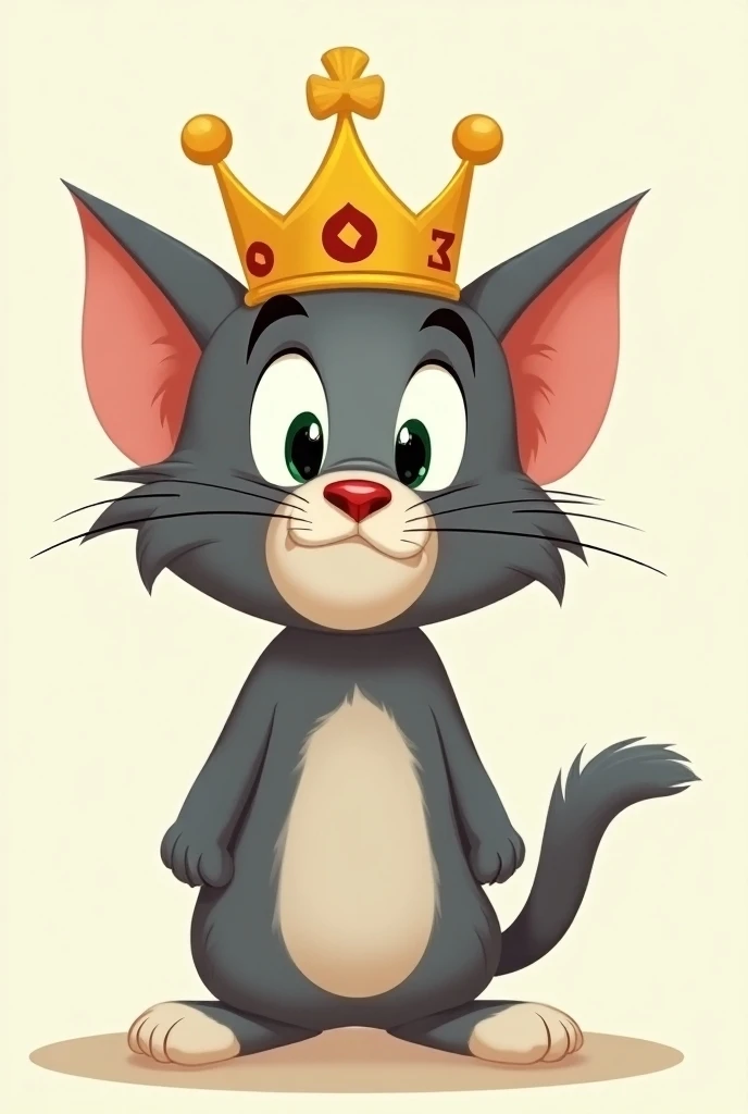 Cartoon Tom wear crown with sigma 
face