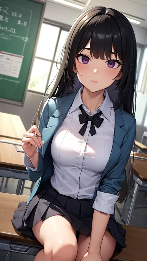 (masterpiece,up to date, anomalies :1.2),1 girl,black school uniform,classroom,