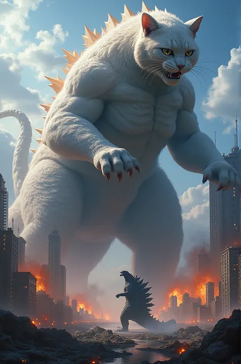 Create a giant cat by hitting Godzilla