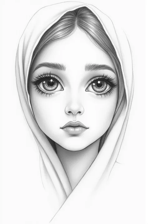 A simple pencil face drawing of an Iranian girl