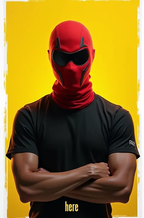 The image shows a Free Fire player with the in-game name "CADET 47" wearing a black shirt and a red mask. The player is standing in front of a yellow background with a white border. The players level is 76 and they are in season 32. The image also shows th...