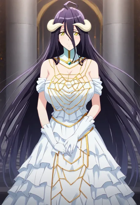 albedo, A girl.  x} Its appearance is the embodiment of perfection .,  A captivating mix of beauty and elegance .. standing, with an impressive aura, albedo llama la atención con su comportamiento real y digno.  Her physical attributes are perfectly design...