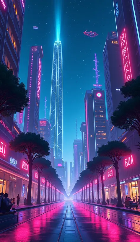 a futuristic Barcelona , Futuristic TRON-style Spain: the film with neon lights, tall buildings and a starry sky

Cartoon style 